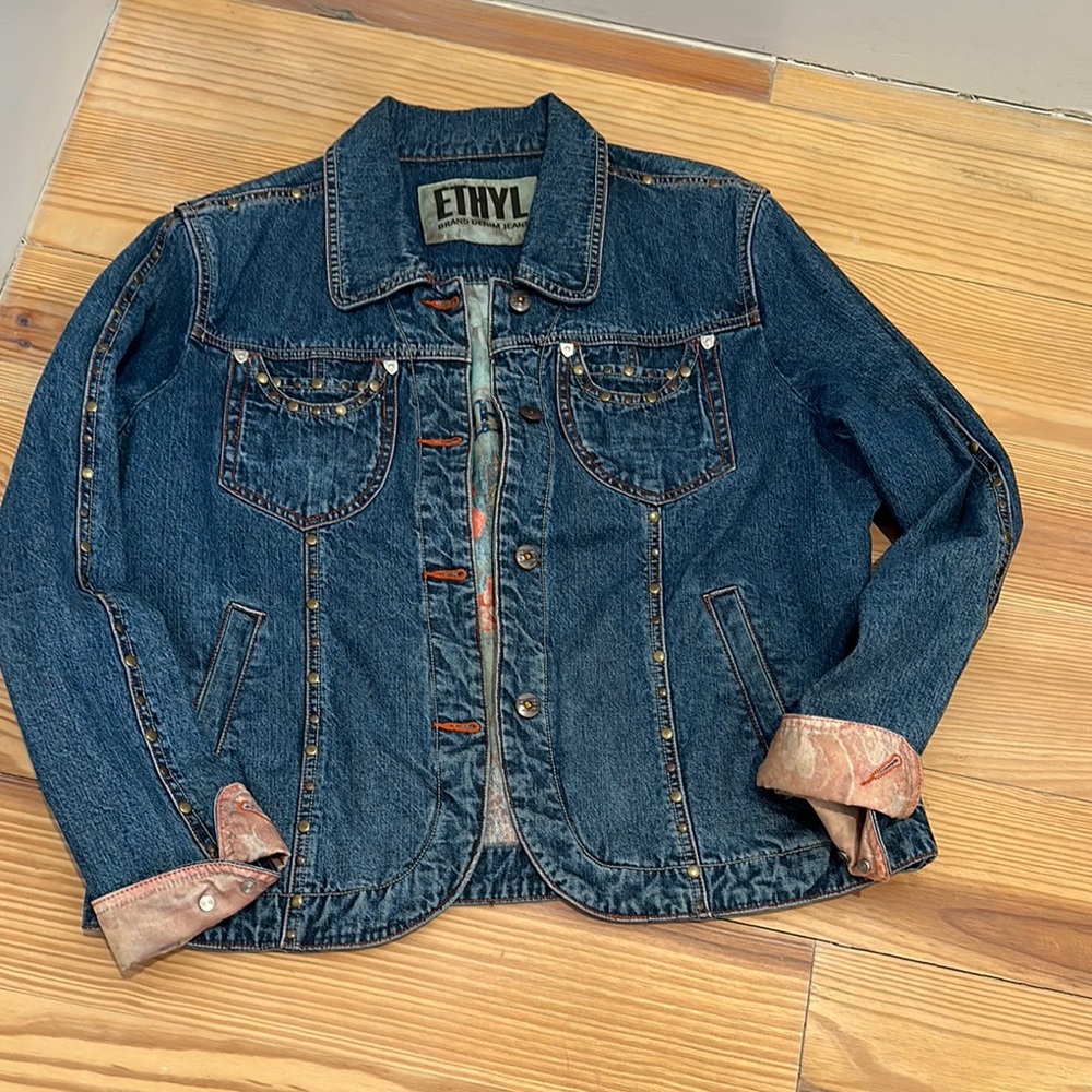 Ethyl Blue Denim Jacket with Stud Accents
